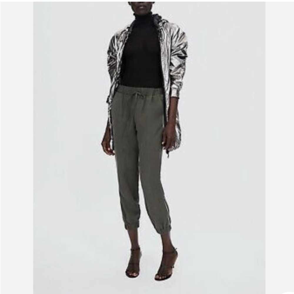 Zara Dark Green Silver Stripe Joggers Size Small